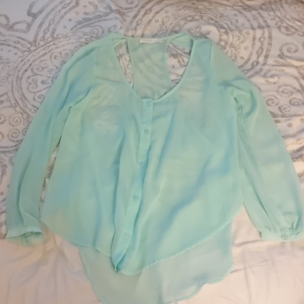 Lush button up blouse with cut outs